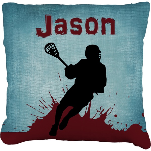 Custom Lacrosse Faux-Linen Throw Pillow 16" (Personalized)
