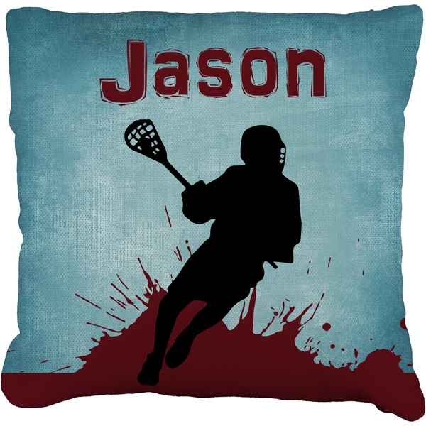 Custom Lacrosse Faux-Linen Throw Pillow 18" (Personalized)