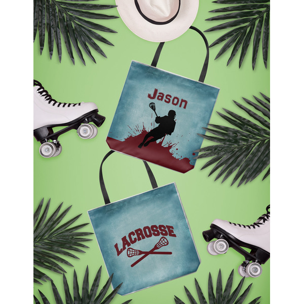 Lacrosse Canvas Tote Lifestyle Front and Back- 13x13