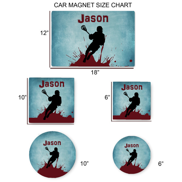 Lacrosse Car Magnets - SIZE CHART