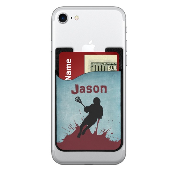 Custom Lacrosse 2-in-1 Cell Phone Credit Card Holder & Screen Cleaner (Personalized)