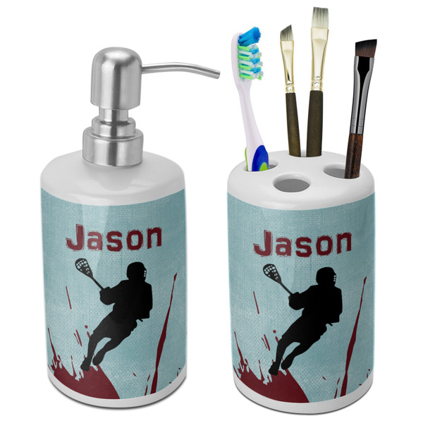 Custom Lacrosse Ceramic Bathroom Accessories Set (Personalized)
