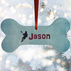 Lacrosse Ceramic Dog Ornament w/ Name or Text