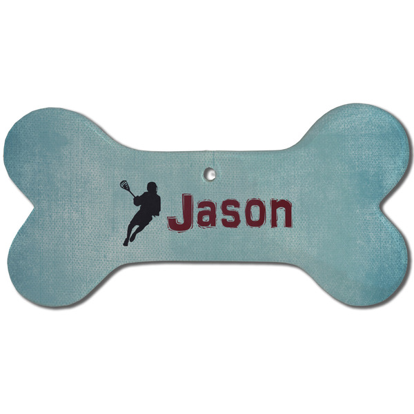 Custom Lacrosse Ceramic Dog Ornament - Front w/ Name or Text