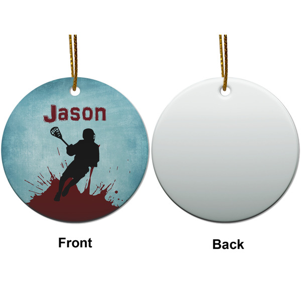 Lacrosse Ceramic Flat Ornament - Circle Front & Back (APPROVAL)