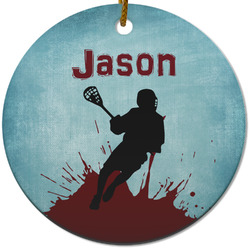 Lacrosse Round Ceramic Ornament w/ Name or Text