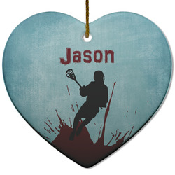 Lacrosse Heart Ceramic Ornament w/ Name or Text