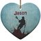 Lacrosse Ceramic Flat Ornament - Heart (Front)