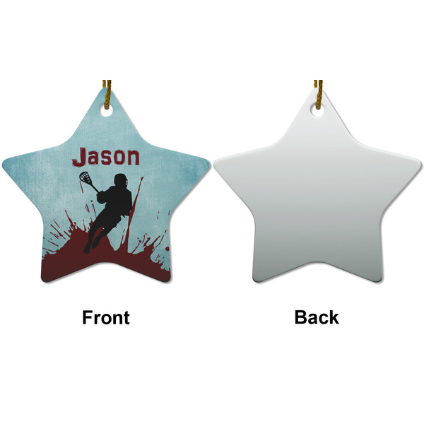 Lacrosse Ceramic Flat Ornament - Star Front & Back (APPROVAL)