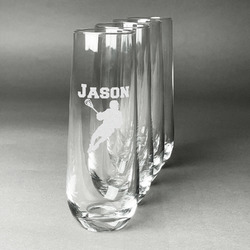 Lacrosse Champagne Flute - Stemless Engraved - Set of 4 (Personalized)