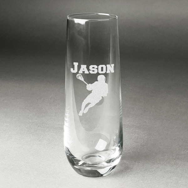 Custom Lacrosse Champagne Flute - Stemless Engraved (Personalized)