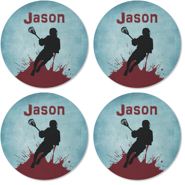 Lacrosse Coaster Round Rubber Back - Apvl