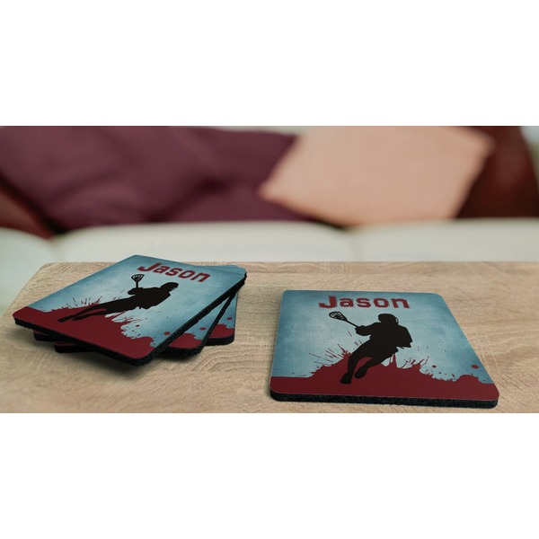 Lacrosse Coaster Rubber Back - On Coffee Table