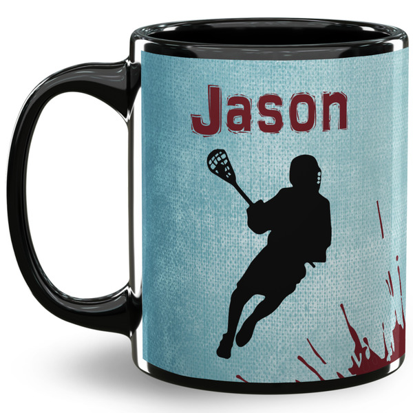 Custom Lacrosse 11 Oz Coffee Mug - Black (Personalized)