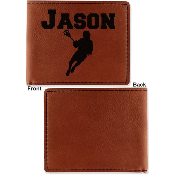 Lacrosse Cognac Leatherette Bifold Wallets - Front and Back Single Sided - Apvl