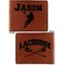 Lacrosse Cognac Leatherette Bifold Wallets - Front and Back