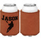 Lacrosse Cognac Leatherette Can Sleeve - Single Sided Front and Back