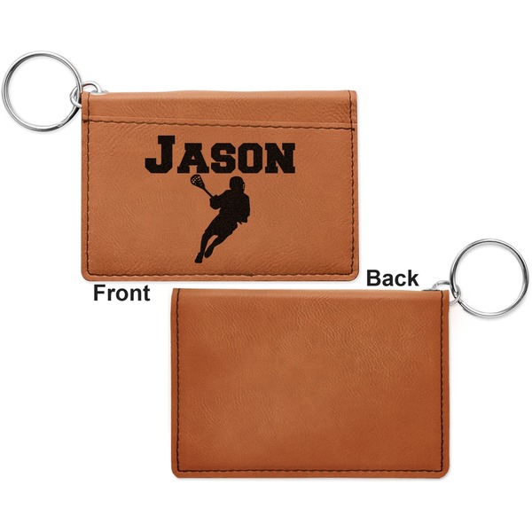 Lacrosse Cognac Leatherette Keychain ID Holders - Front Apvl