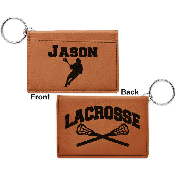 Lacrosse Cognac Leatherette Keychain ID Holders - Front and Back Apvl