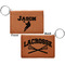 Lacrosse Cognac Leatherette Keychain ID Holders - Front and Back Apvl