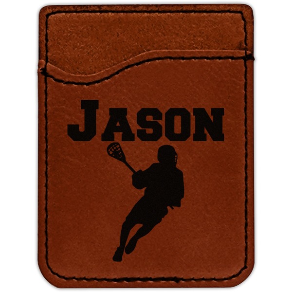 Lacrosse Cognac Leatherette Phone Wallet close up