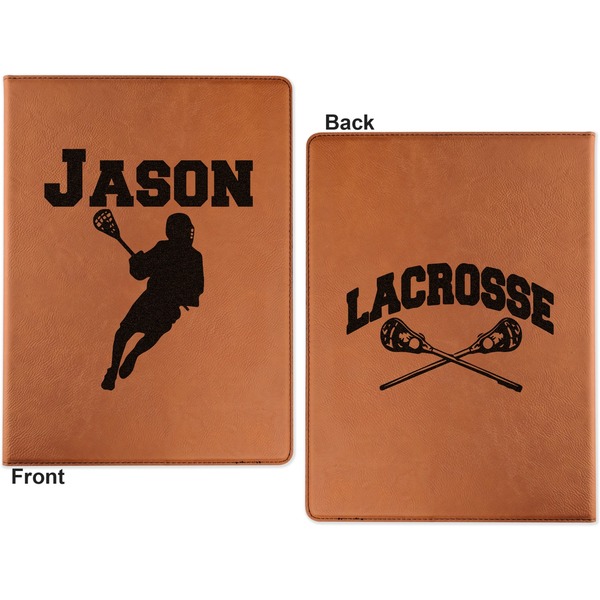 Lacrosse Cognac Leatherette Portfolios with Notepad - Large - Double Sided - Apvl