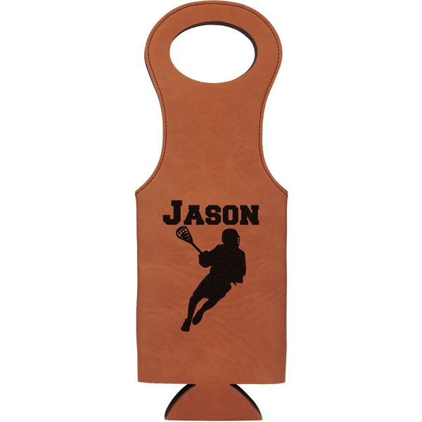 Custom Lacrosse Leatherette Wine Tote - Double Sided (Personalized)