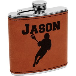 Lacrosse Leatherette Wrapped Stainless Steel Flask (Personalized)