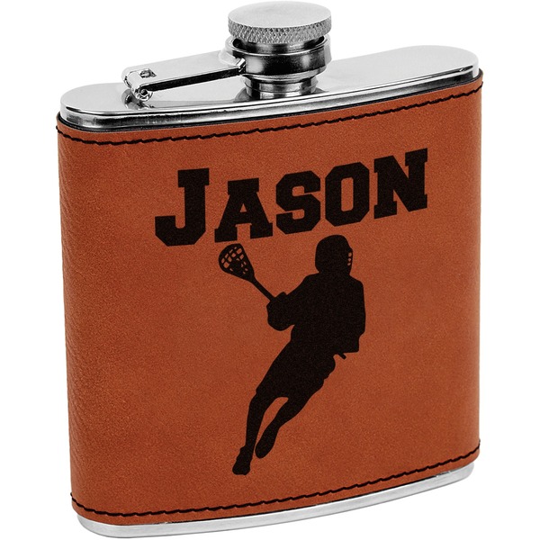Custom Lacrosse Leatherette Wrapped Stainless Steel Flask (Personalized)