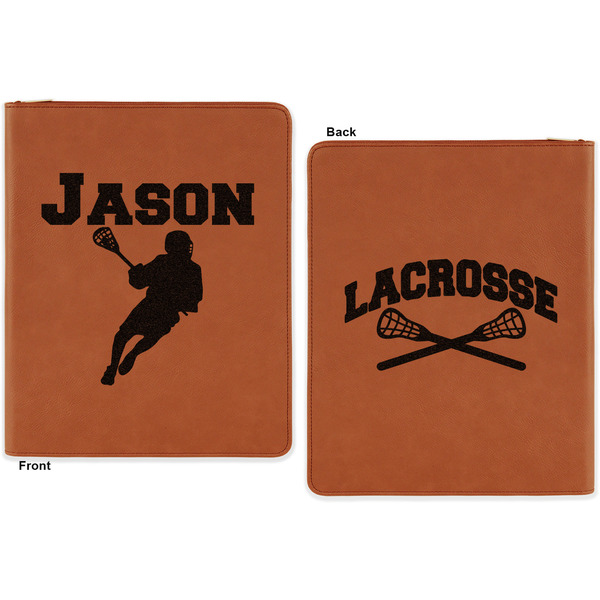 Lacrosse Cognac Leatherette Zipper Portfolios with Notepad - Double Sided - Apvl