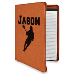 Lacrosse Leatherette Zipper Portfolio with Notepad (Personalized)