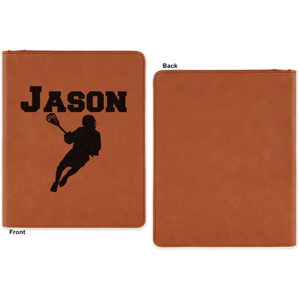 Lacrosse Cognac Leatherette Zipper Portfolios with Notepad - Single Sided - Apvl