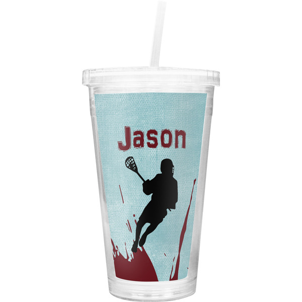 Custom Lacrosse Double Wall Tumbler with Straw (Personalized)