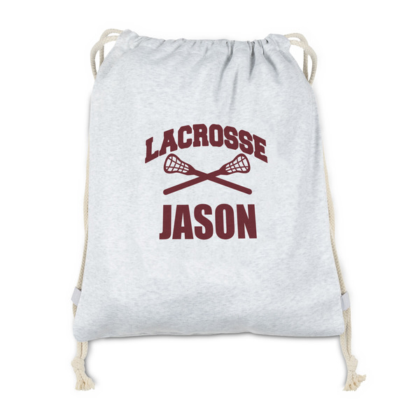 Custom Lacrosse Drawstring Backpack - Sweatshirt Fleece - Double Sided (Personalized)