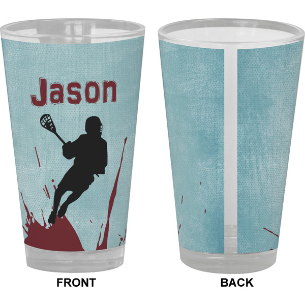 Lacrosse Pint Glass - Full Color - Front & Back Views