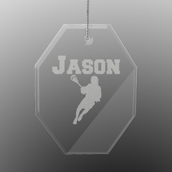 Lacrosse Engraved Glass Ornament - Octagon (Personalized)