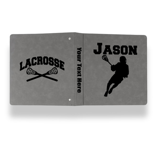 Lacrosse Leather Binder - 1" - Grey - Back Spine Front View