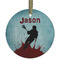 Lacrosse Frosted Glass Ornament - Round