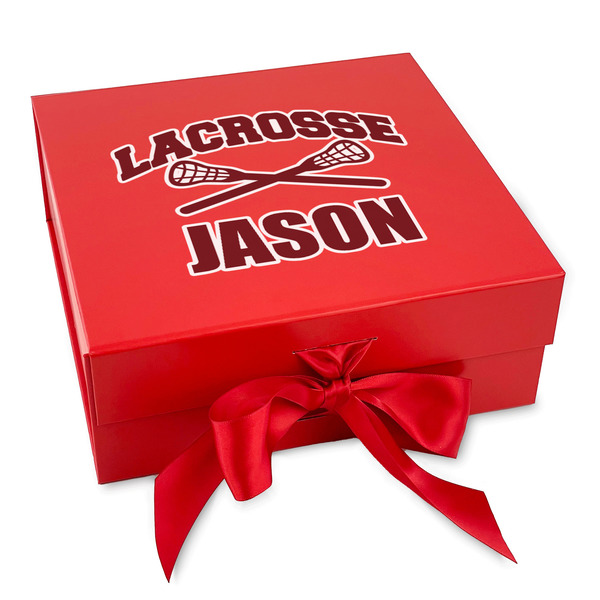 Custom Lacrosse Gift Box with Magnetic Lid - Red (Personalized)
