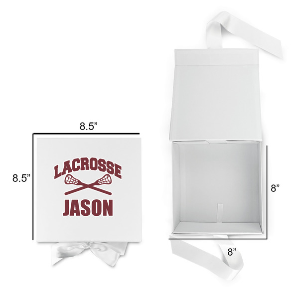 Lacrosse Gift Boxes with Magnetic Lid - White - Open & Closed