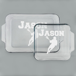 Lacrosse Set of Glass Baking & Cake Dish - 13in x 9in & 8in x 8in (Personalized)