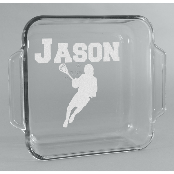 Custom Lacrosse Glass Cake Dish - 8in x 8in (Personalized)