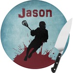 Lacrosse Round Glass Cutting Board - Medium (Personalized)