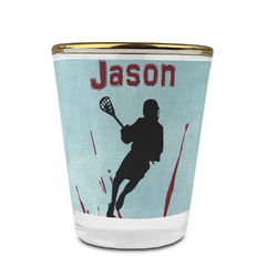 Lacrosse Glass Shot Glass - 1.5 oz - with Gold Rim - Single (Personalized)