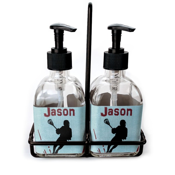Custom Lacrosse Glass Soap & Lotion Bottle Set (Personalized)