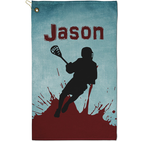 Custom Lacrosse Golf Towel - Poly-Cotton Blend - Small w/ Name or Text