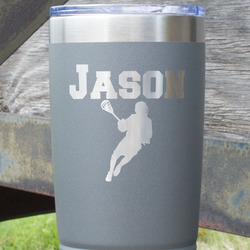 Lacrosse 20 oz Stainless Steel Tumbler - Grey - Single Sided (Personalized)