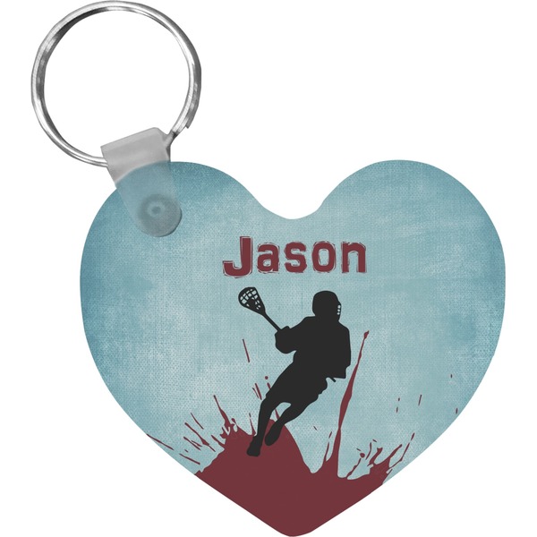 Custom Lacrosse Heart Plastic Keychain w/ Name or Text