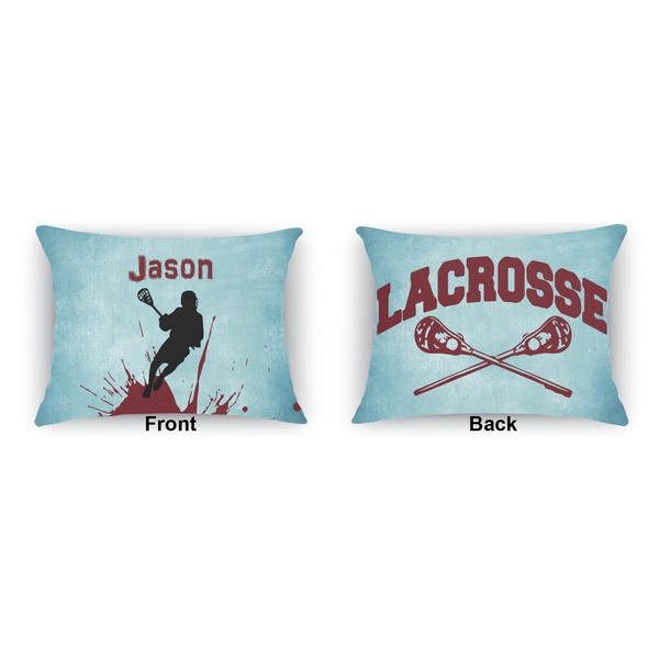 Lacrosse Indoor Rectangular Burlap Pillow (Front and Back)