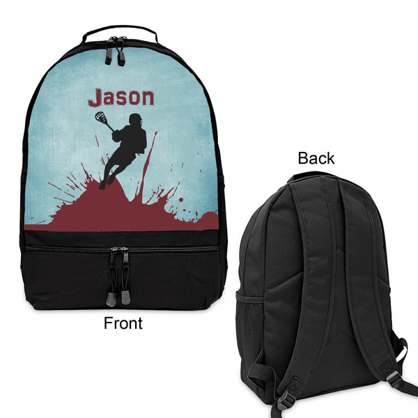 Lacrosse Large Backpack - Black - Front & Back View